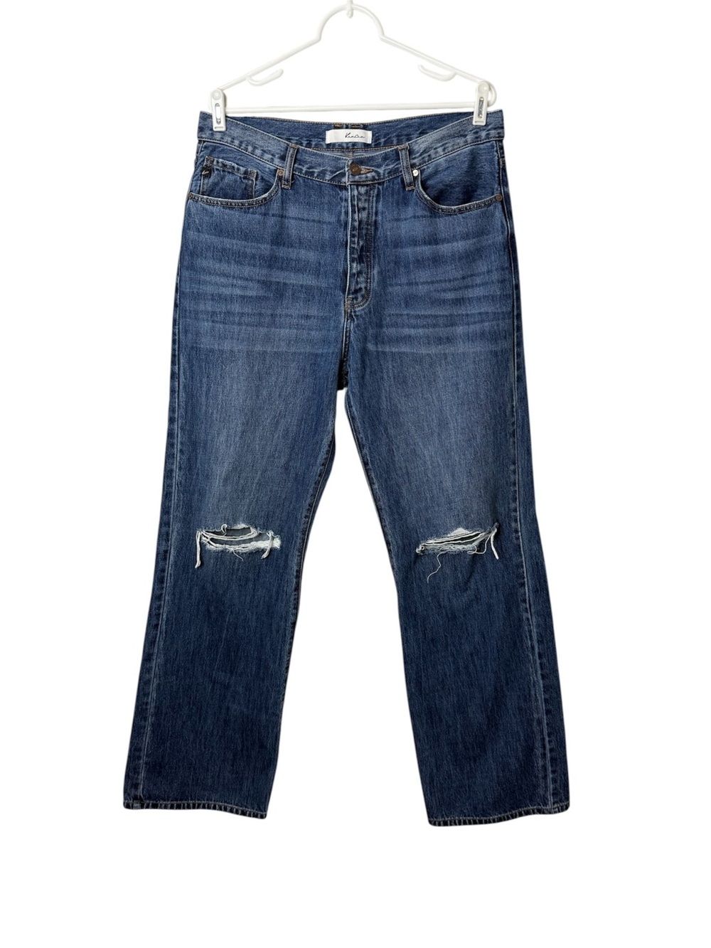 KanCan High Rise Button Fly Distressed Wide Leg Jean 13/30